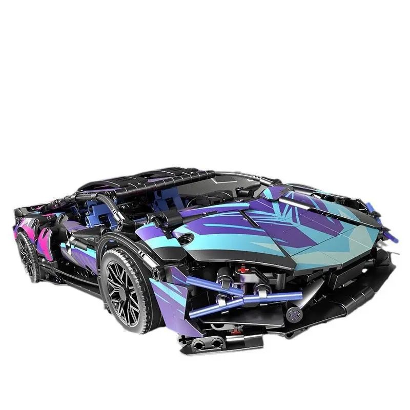 Unbranded Uncategorized 1:14 Cyberpunk Sports Car Building Block Set image 6