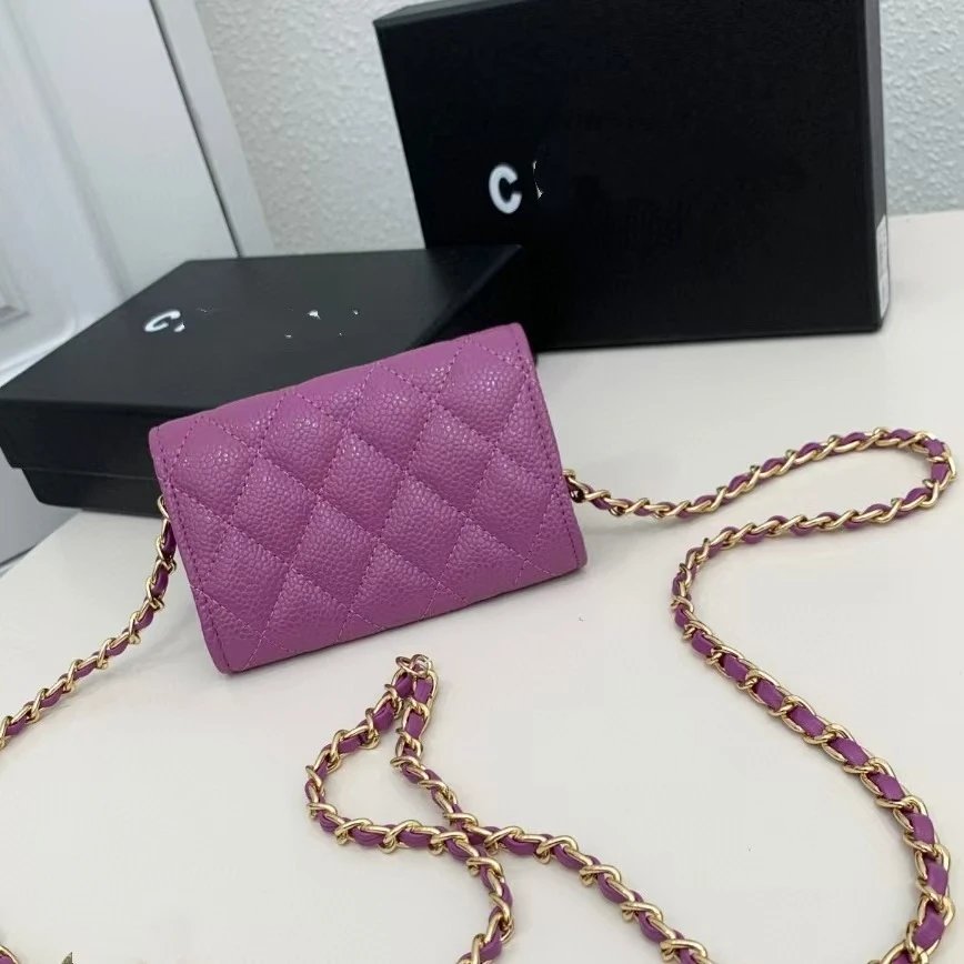 Chanel Mini Flap Bag Red Caviar Leather with Gold-Tone Chain Strap Shoulder Bags - 7
