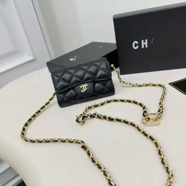 Chanel Mini Flap Bag Black Quilted Leather Chain Crossbody Bag - 1