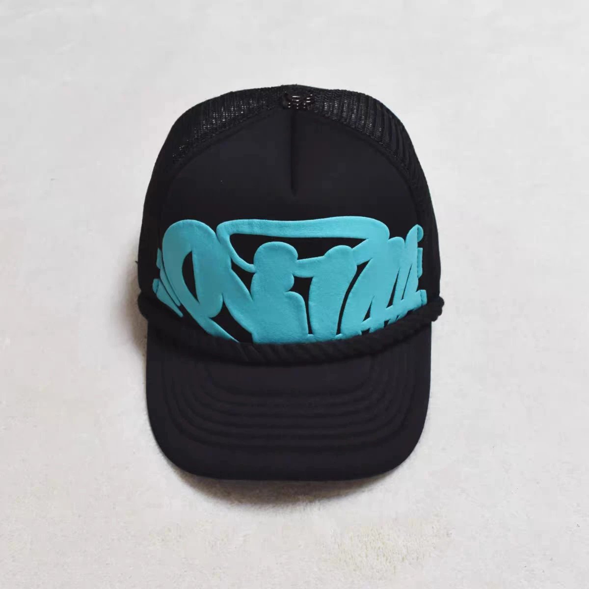 Design Trucker Cap with Teal Graffiti Logo Black Baseball Cap - 7