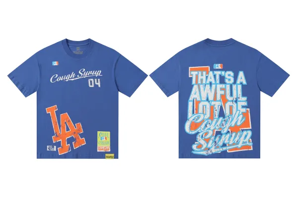 MLB x Awful Lot of Cough Syrup LA Dodgers Blue Graphic T-Shirt - 1