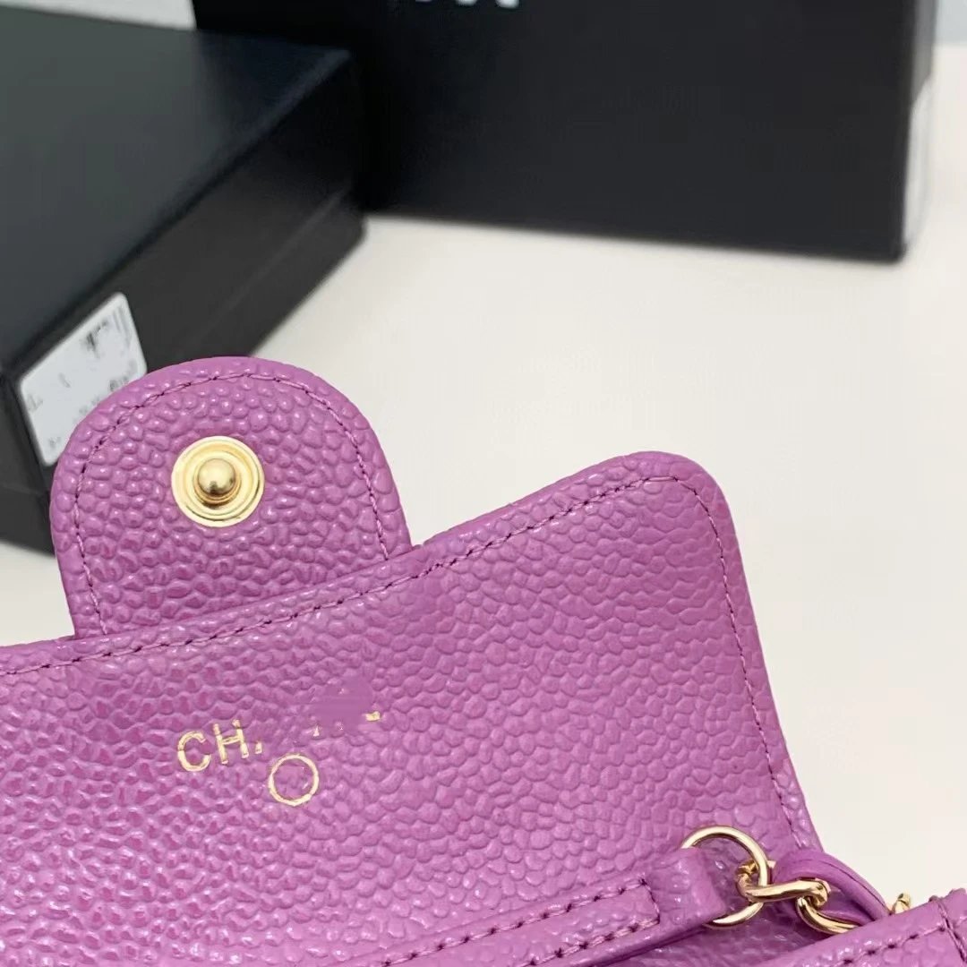 Chanel Mini Flap Bag Red Caviar Leather with Gold-Tone Chain Strap Shoulder Bags - 10