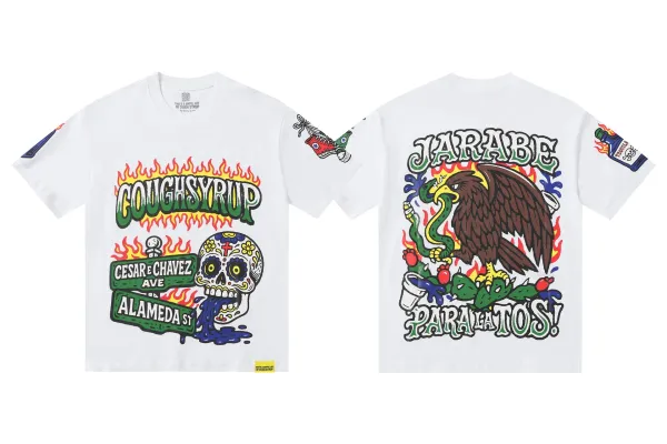Design Cough Syrup x Jarabe Paralatos White Graphic T-Shirt T-Shirts - 1