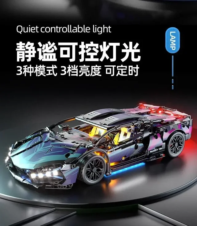 Unbranded Uncategorized 1:14 Cyberpunk Sports Car Building Block Set product detail image 3