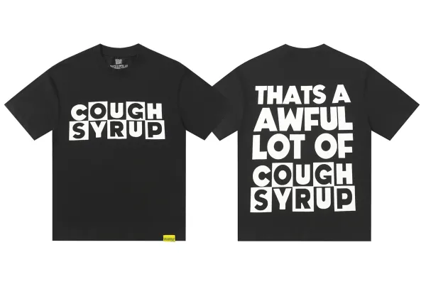 Design That's A Awful Lot Of Cough Syrup Graphic T-Shirt Black T-Shirts - 1