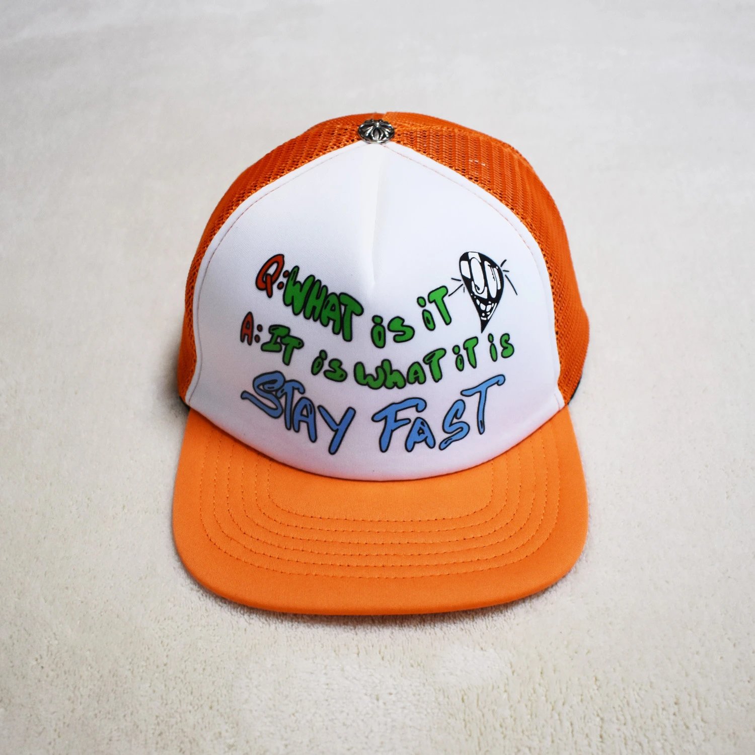 Chrome Hearts Camo Snapback Cap with Orange Logo Hats - 39