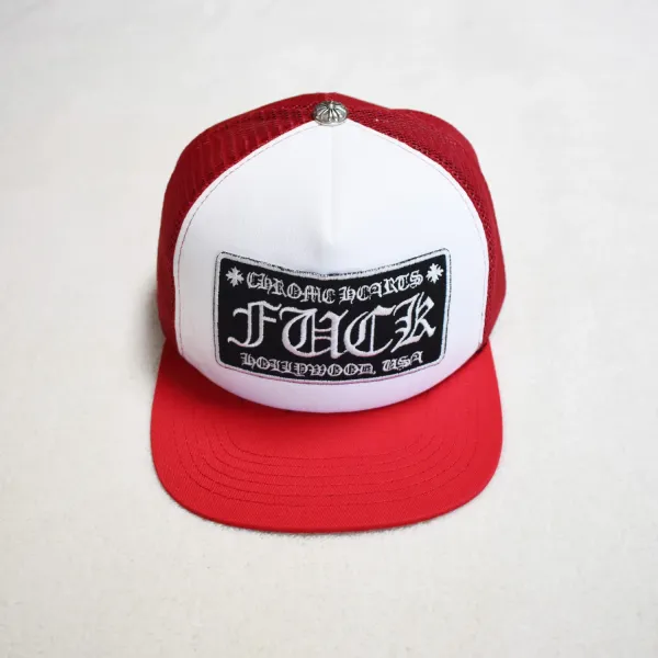 Chrome Hearts Fuck Patch Trucker Hat Red / White - 1
