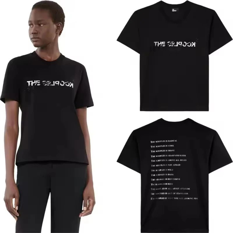 The Kooples T-Shirts Short-Sleeve Graphic Print Crewneck T-Shirt — 13-Black