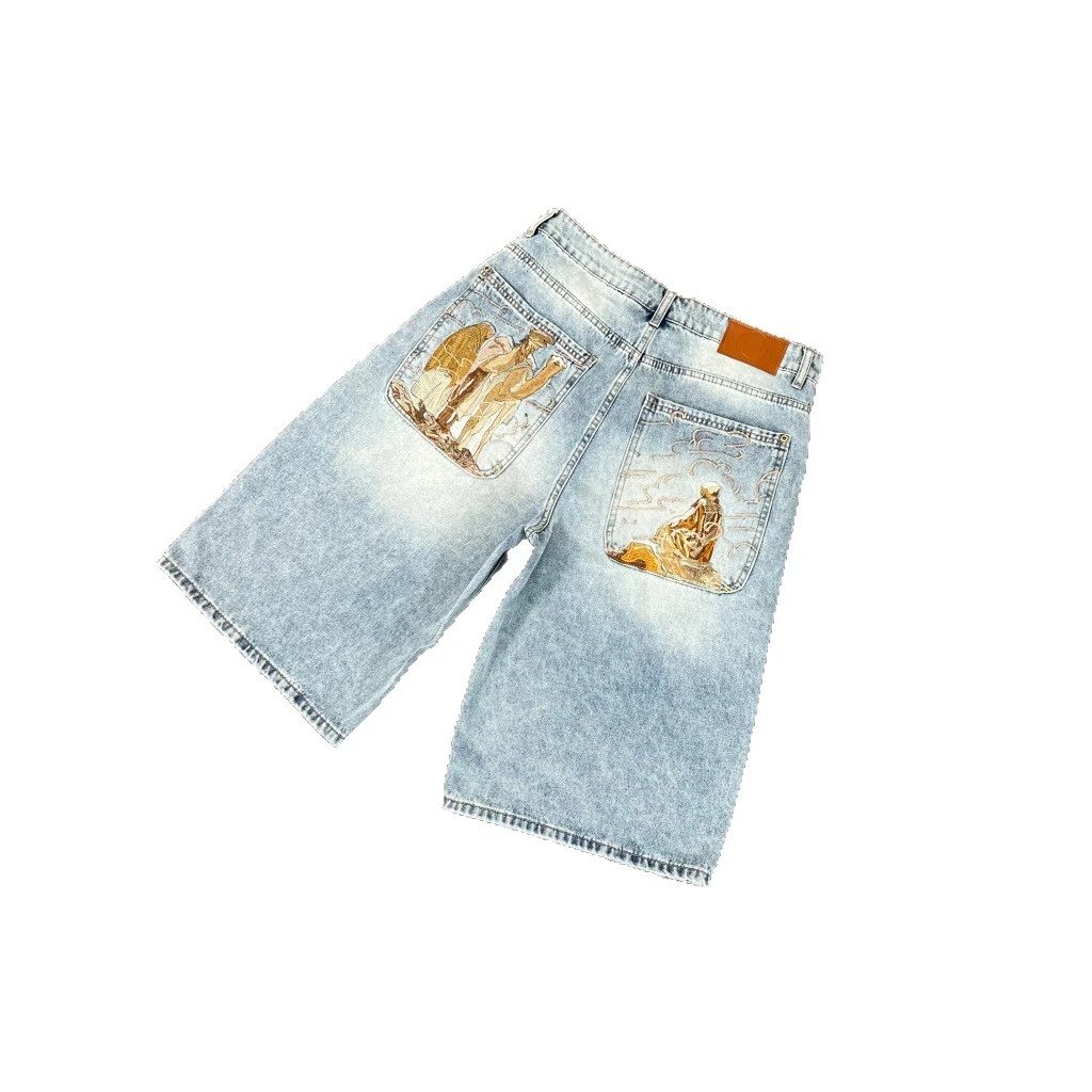 YY 01--YY 01--European and American Niche Embroidered Cherry Blossom Casual High Street Jeans 5