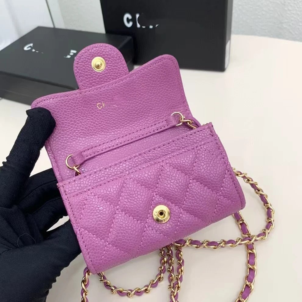 Chanel Mini Flap Bag Red Caviar Leather with Gold-Tone Chain Strap Shoulder Bags - 8