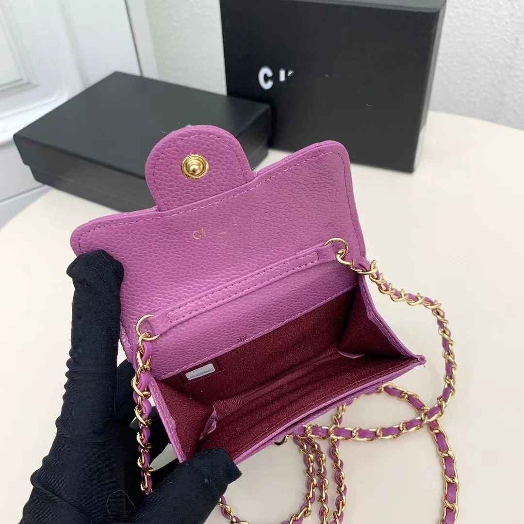 Chanel Mini Flap Bag Red Caviar Leather with Gold-Tone Chain Strap Shoulder Bags - 9