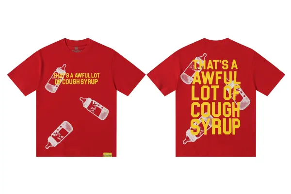 Design That's A Awful Lot Of Cough Syrup Graphic T-Shirt Red T-Shirts - 1
