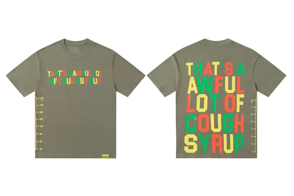 Design That's A Awful Lot Of Cough Syrup Graphic T-Shirt Olive Green T-Shirt T-Shirts - 1