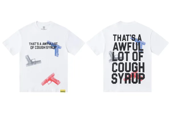 Design That's A Awful Lot Of Cough Syrup Graphic T-Shirt White T-Shirts - 1