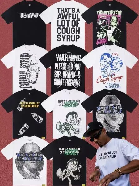 Design That's A Awful Lot Of Cough Syrup Multicolor Graphic T-Shirt - 5