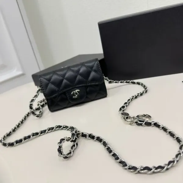 Chanel Mini Flap Bag Black Quilted Leather Chain Crossbody Bag - 1