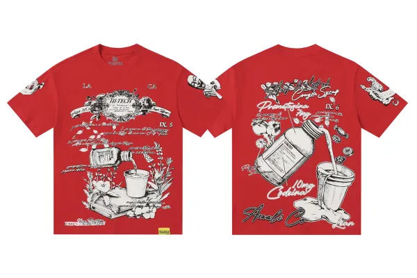 Design Asaali Co. Cough Syrup Graphic T-Shirt Red T-Shirts - 1