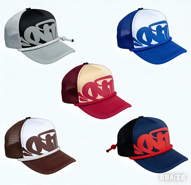 Syna World Hats Mesh trucker cap with raised logo and rope trim product detail image 16