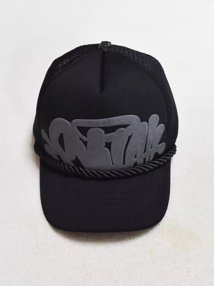Design Trucker Cap with Teal Graffiti Logo Black Baseball Cap - 6