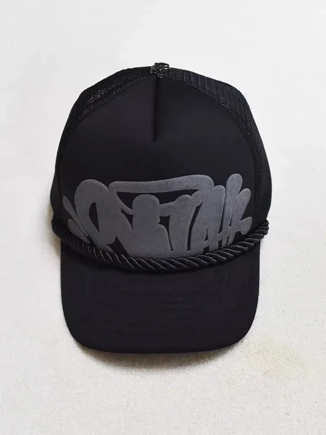 Syna World Hats Mesh trucker cap with raised logo and rope trim product detail image 5
