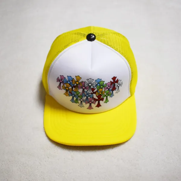Chrome Hearts Floral Cross Trucker Hat Yellow - 1
