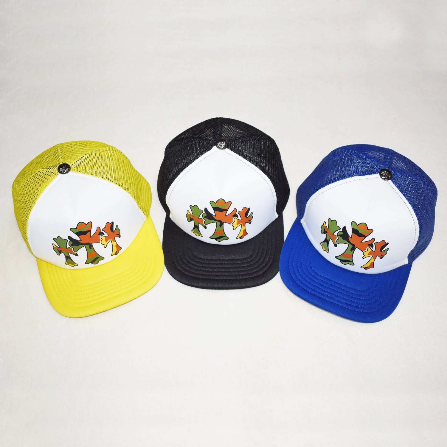 Chrome Hearts Camo Snapback Cap with Orange Logo Hats - 23