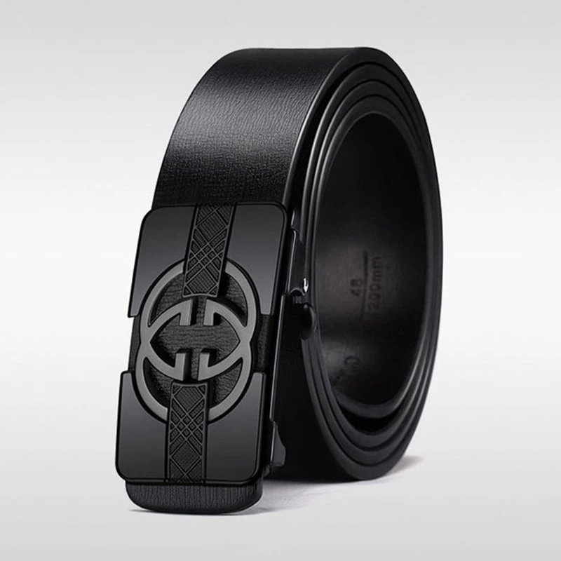 Black Interlocking G Buckle Leather Belt