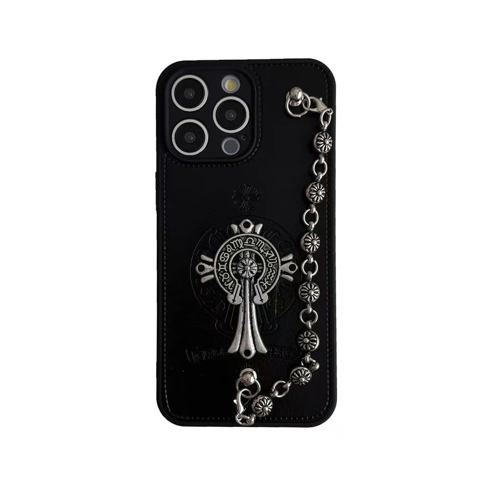 Chrome Hearts x iPhone Case Black Leather Phone Case - 8