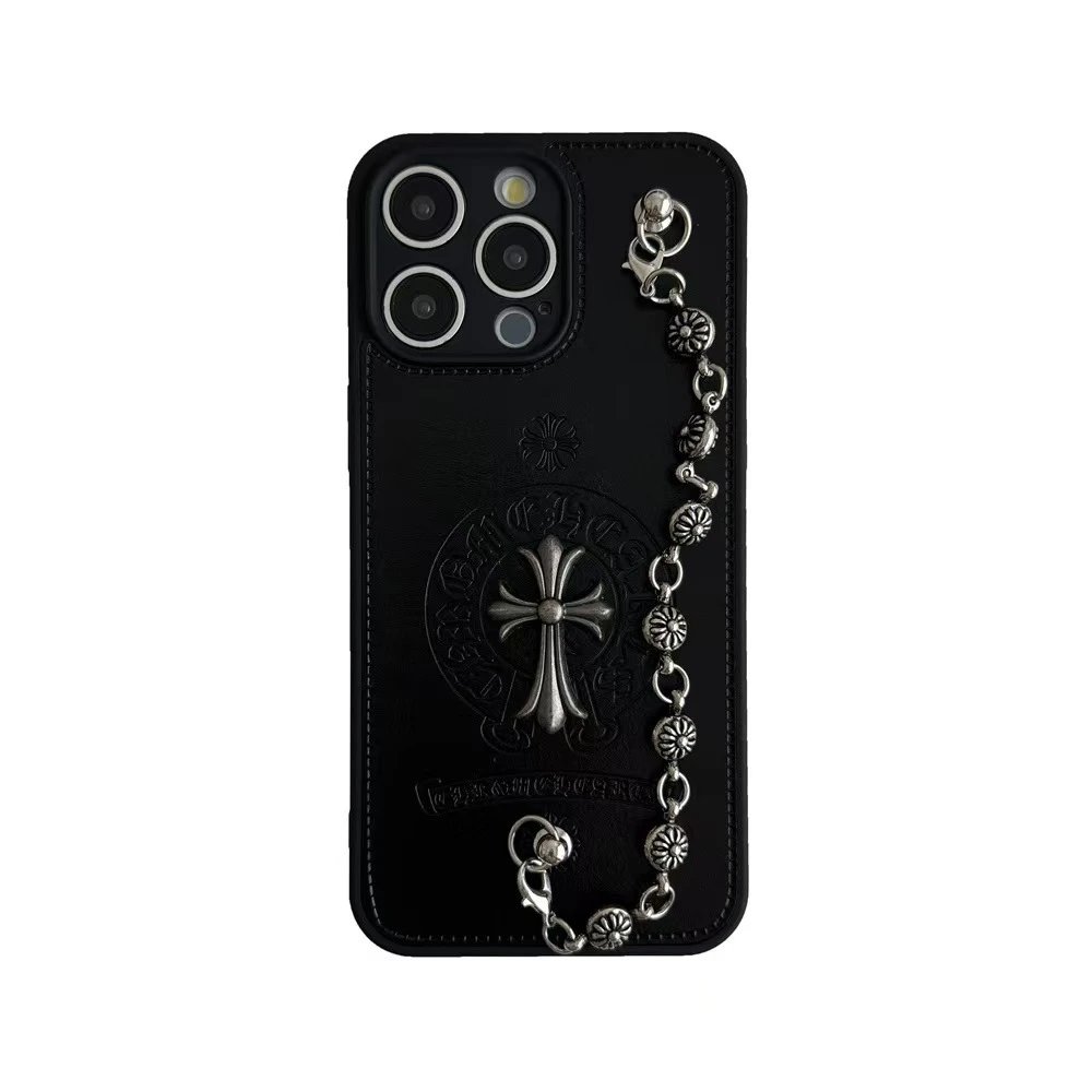 Chrome Hearts x iPhone Case Black Leather Phone Case - 7