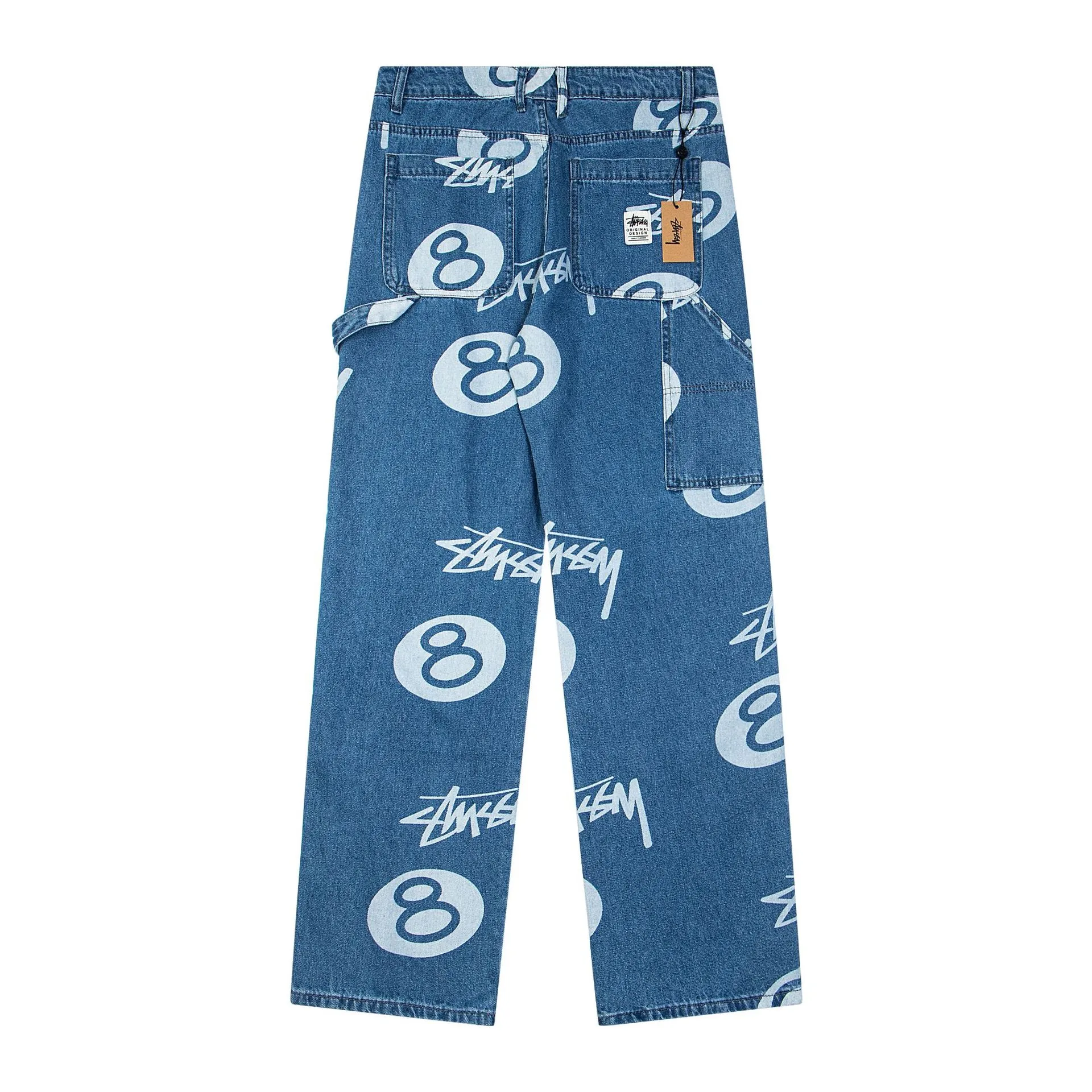 Stüssy All-Over Print "8-Ball" Wide-Leg Cargo Jeans