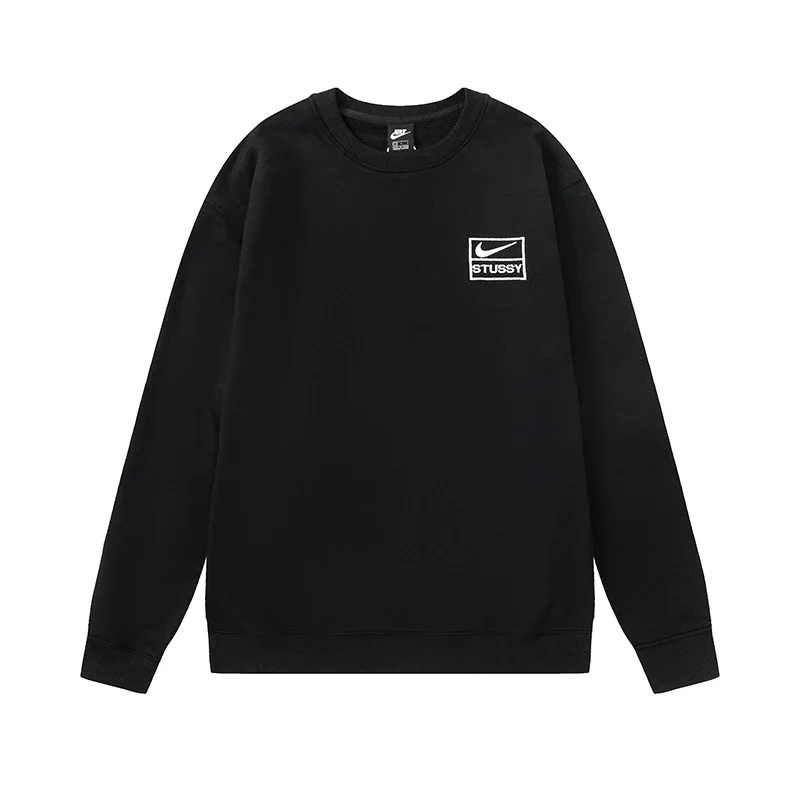 Nike × Stüssy Collab Crewneck Sweatshirt with Square-Framed Mini Logo