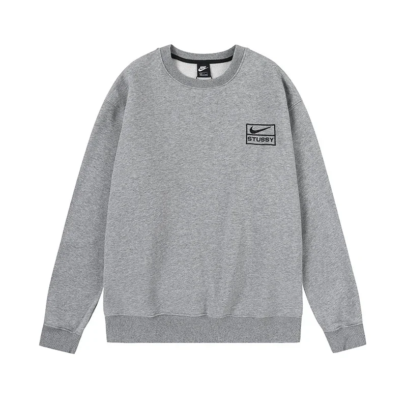 Nike × Stüssy Collab Crewneck Sweatshirt with Square-Framed Mini Logo