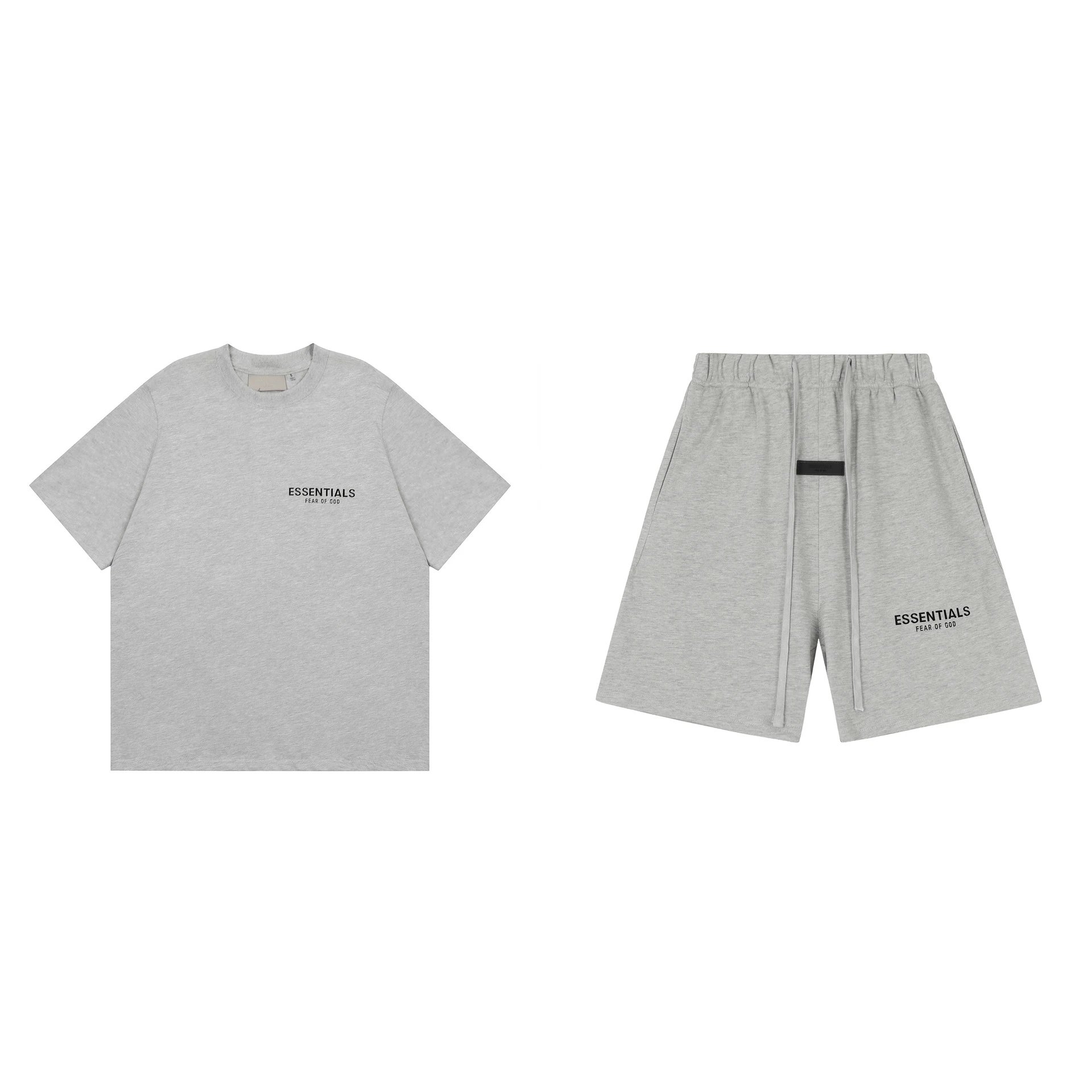 ESSENTIALS Heather Grey Short-Sleeve and Shorts Set - rep zestawy
