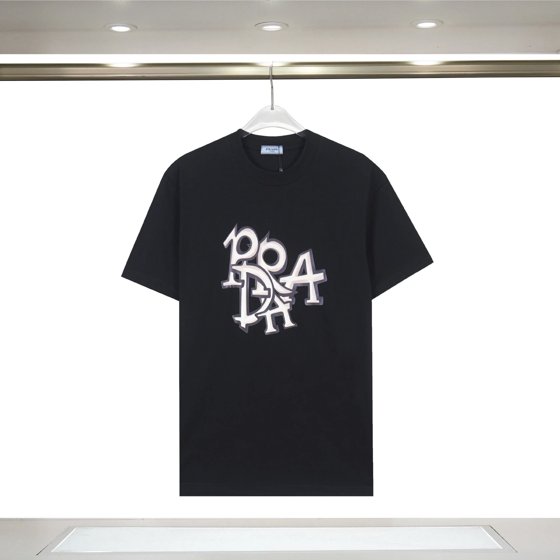 Prada Painted Logo T-Shirt Black/White - 30