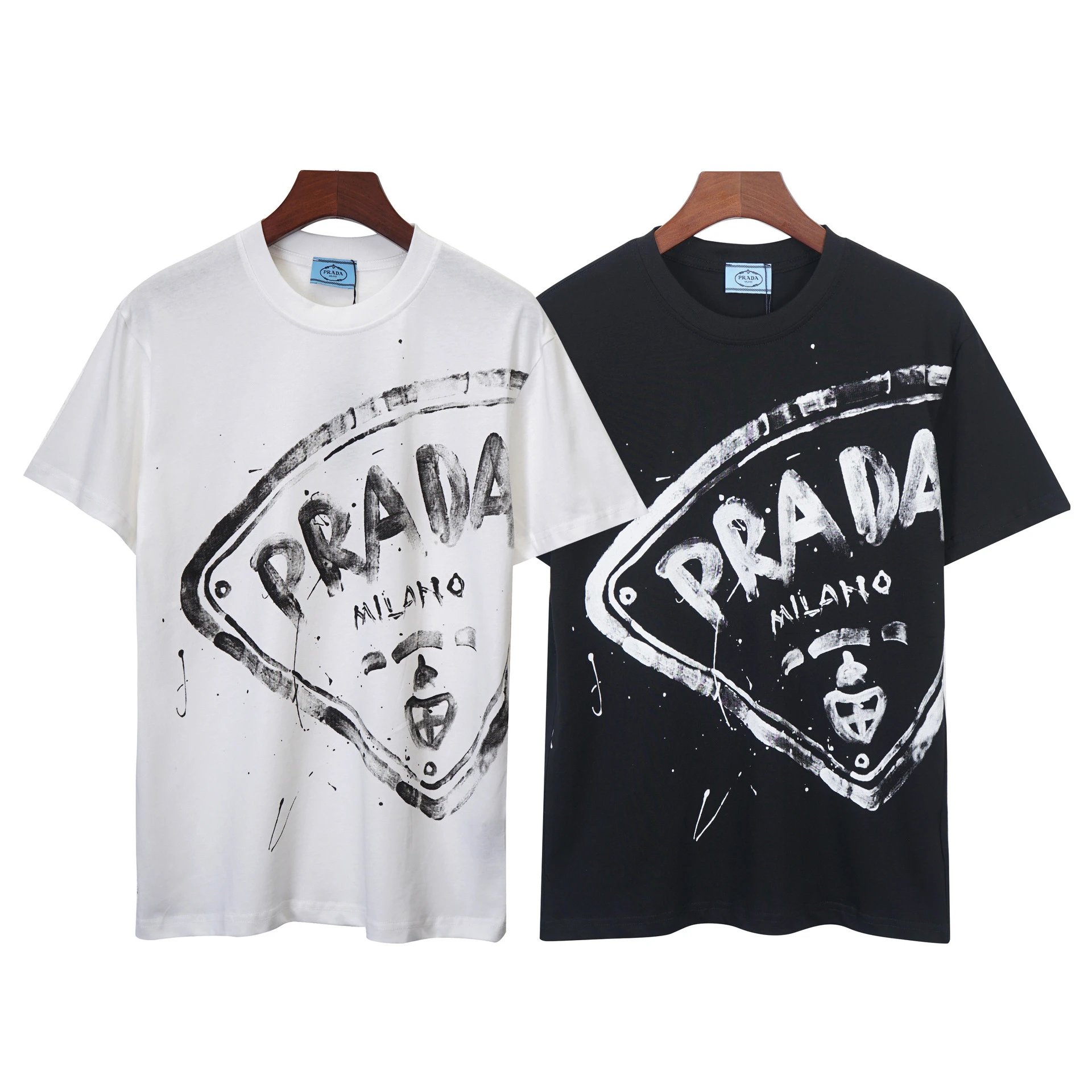 Prada Painted Logo T-Shirt Black/White - 48