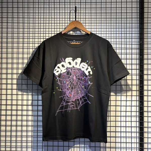 SP5DER Spider Web Graphic T-Shirt Black - 1