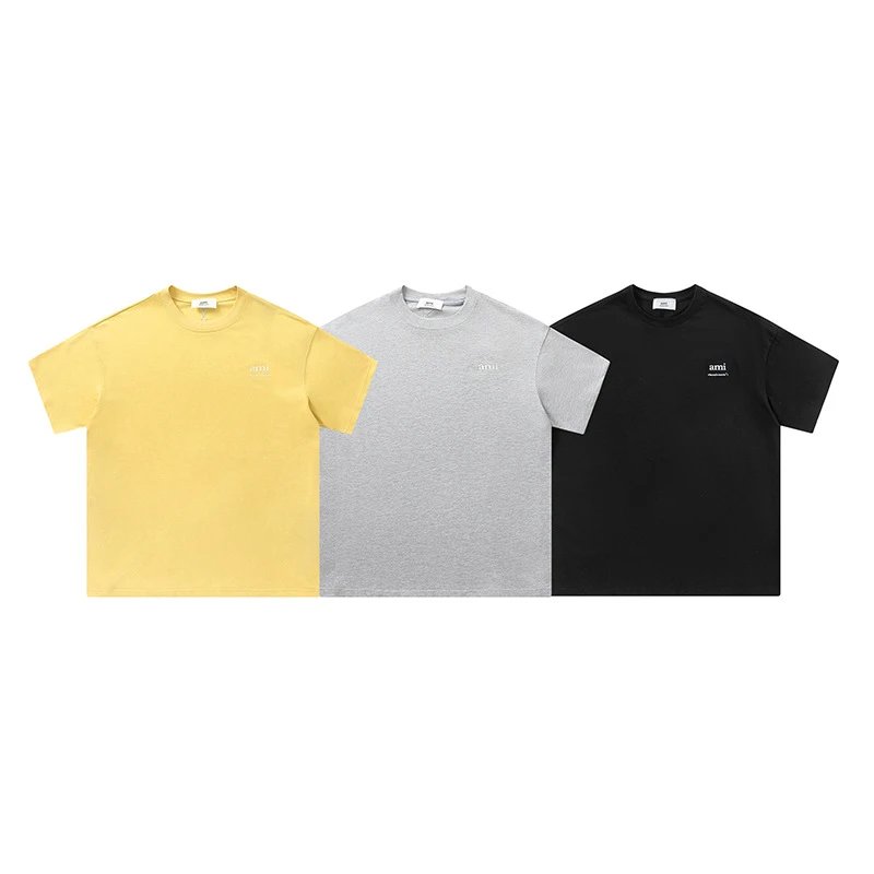 Ami Paris Minimalist Logo T-Shirt Yellow - 20