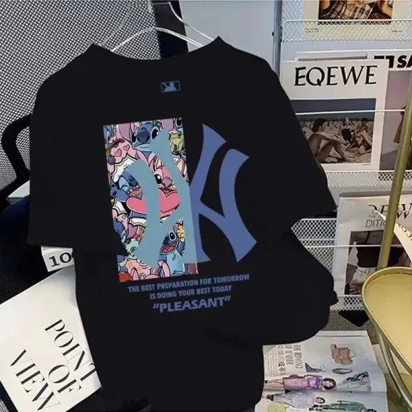 MLB New York Yankees x Disney Stitch Graphic Black T-Shirt - 1