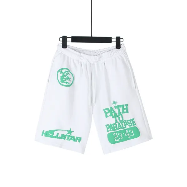 Hellstar Path to Paradise White Green Graphic Shorts - 1