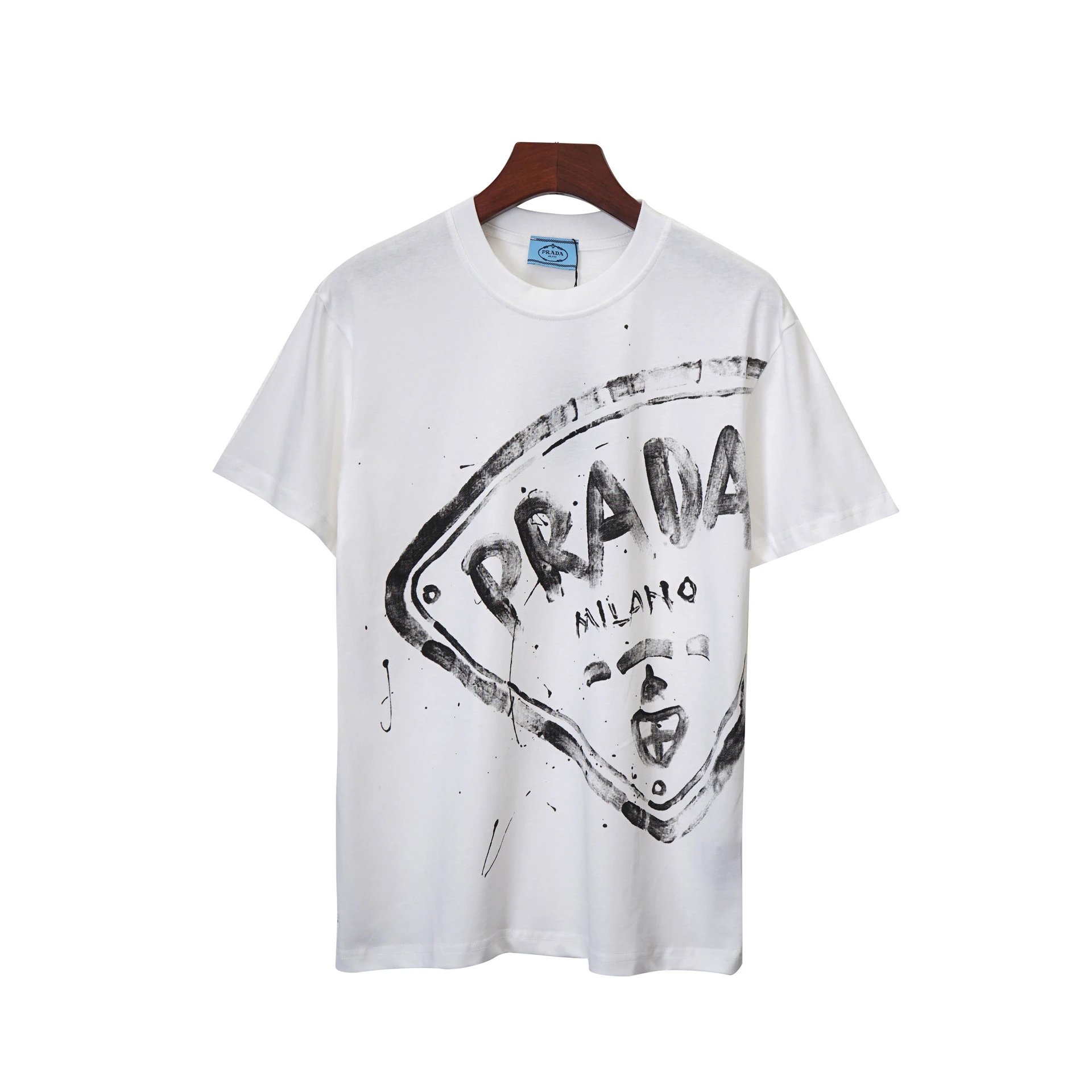 Prada Painted Logo T-Shirt Black/White - 49