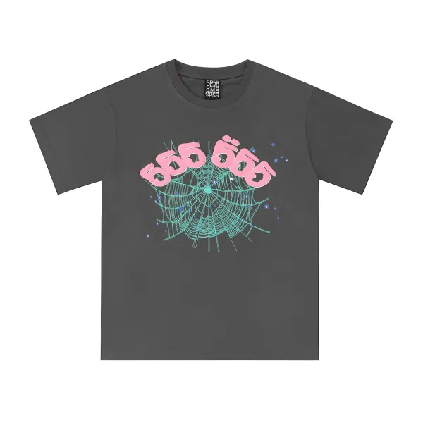SP5DER Spider Web Graphic Gray T-Shirt - 42