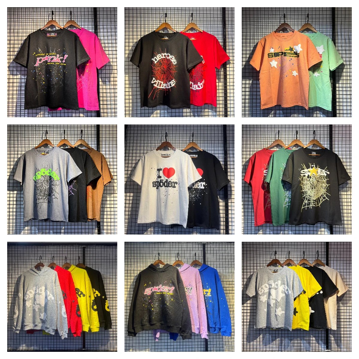 Cross border street trend Sp5der55555 printed T-shirt Young Thug star style hooded sweatshirt for men and women