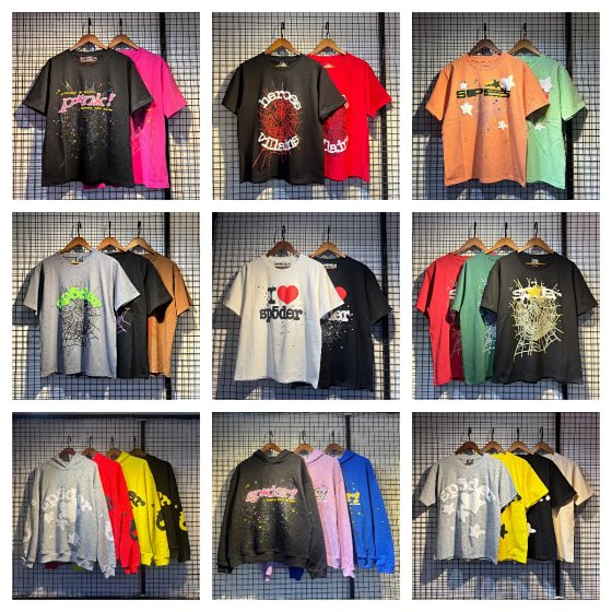 Cross border street trend Sp5der55555 printed T-shirt Young Thug star style hooded sweatshirt for men and women