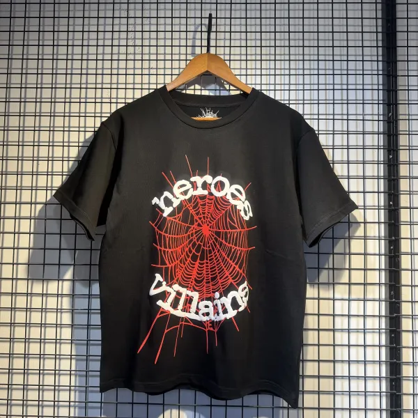 Design Heroes vs Villains Spiderweb Graphic T-Shirt Black - 1