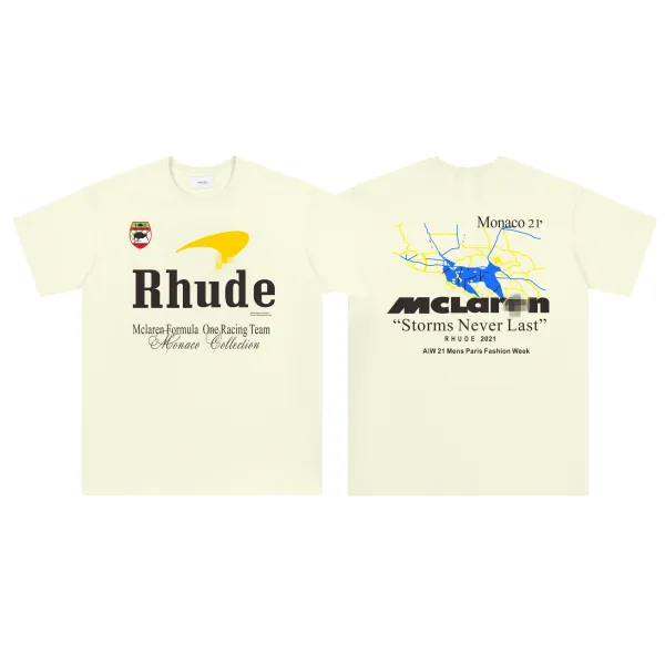 Rhude x McLaren Monaco Collection Cream T-Shirt - 1