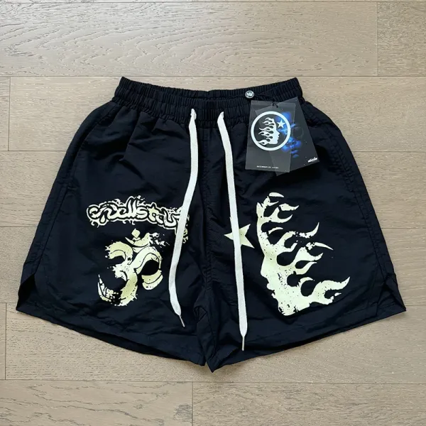 CROOKS & CASTLES Om Symbol Flame Shorts Black - 1
