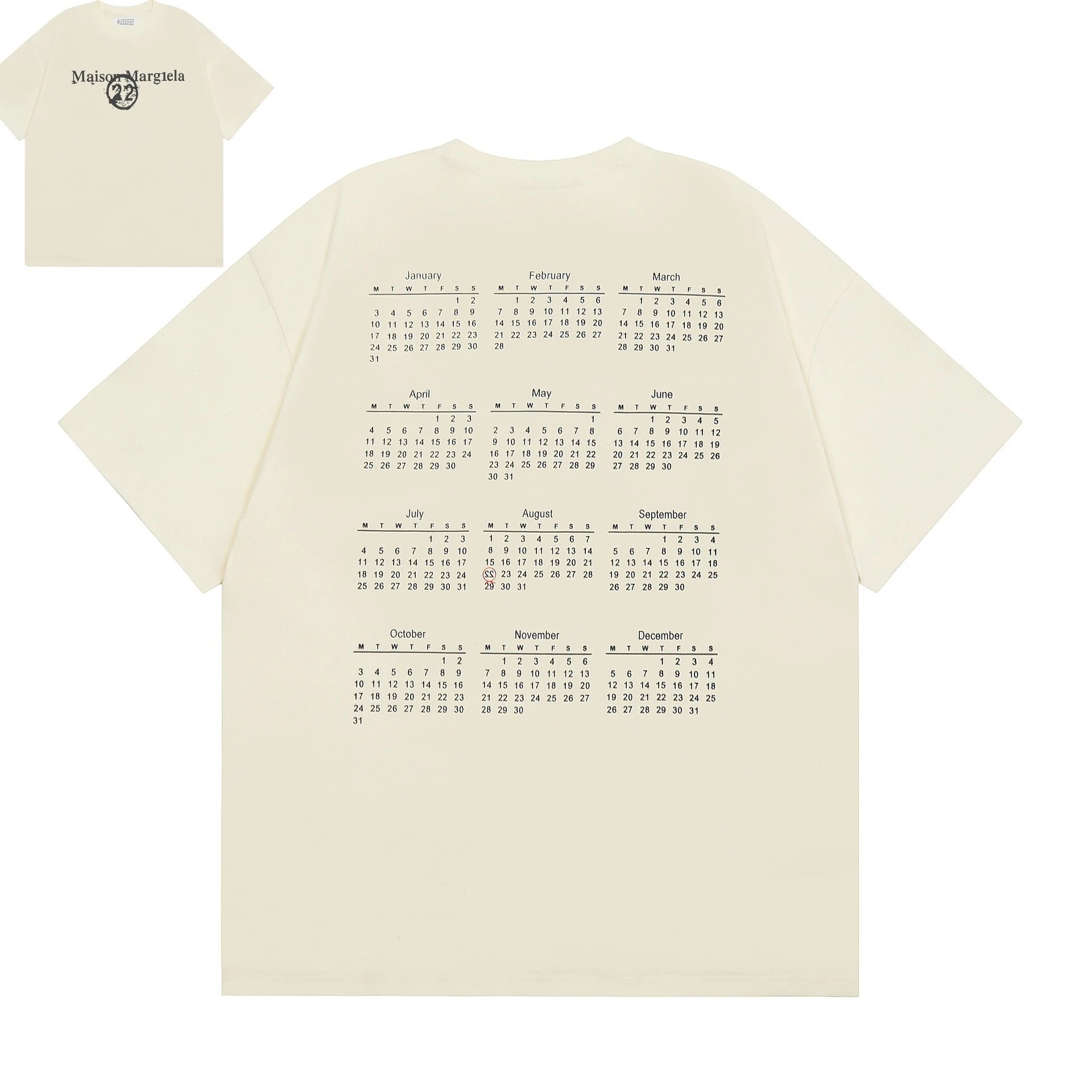 Maison Margiela T-Shirts Number Logo Graphic — M835 Apricot Color