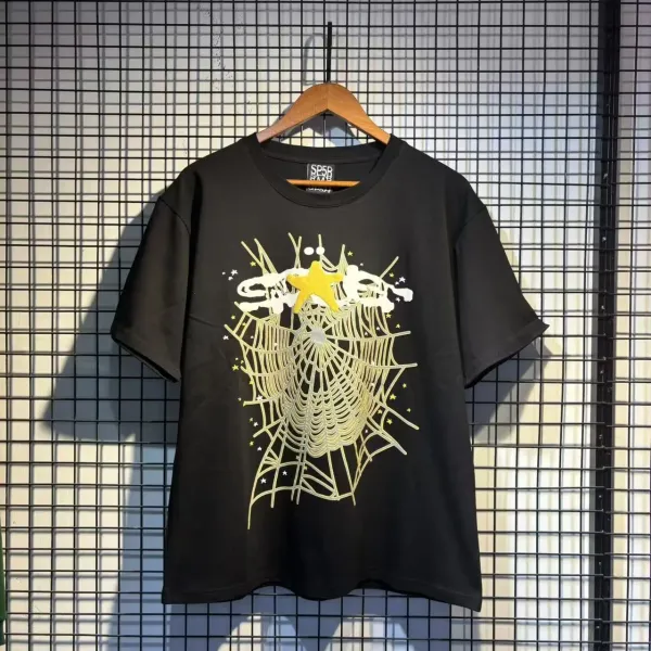 SP5DER Spider Web Graphic Gray T-Shirt - 25