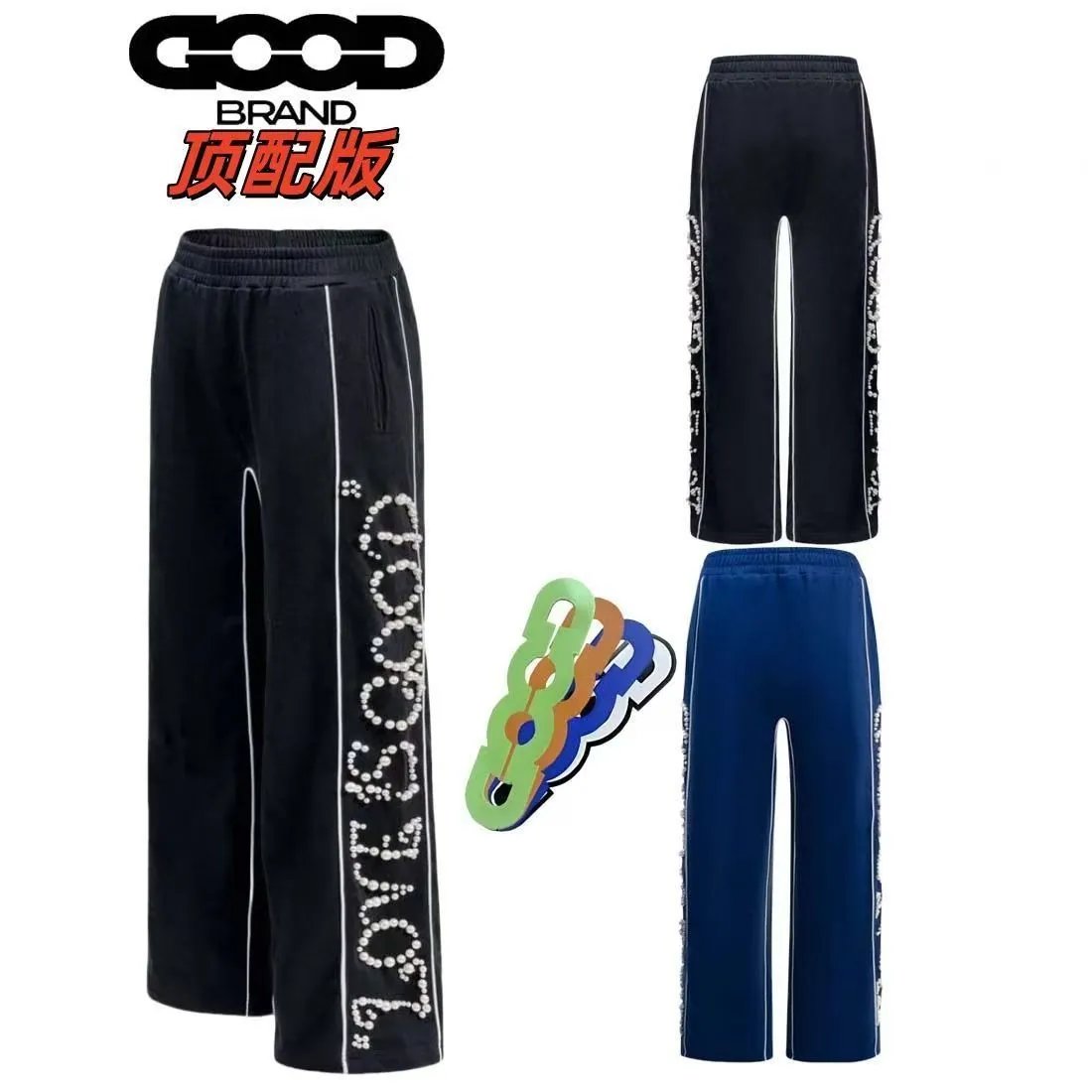 GOOD BRAND Love Is Good Embellished Track Pants Black - 3