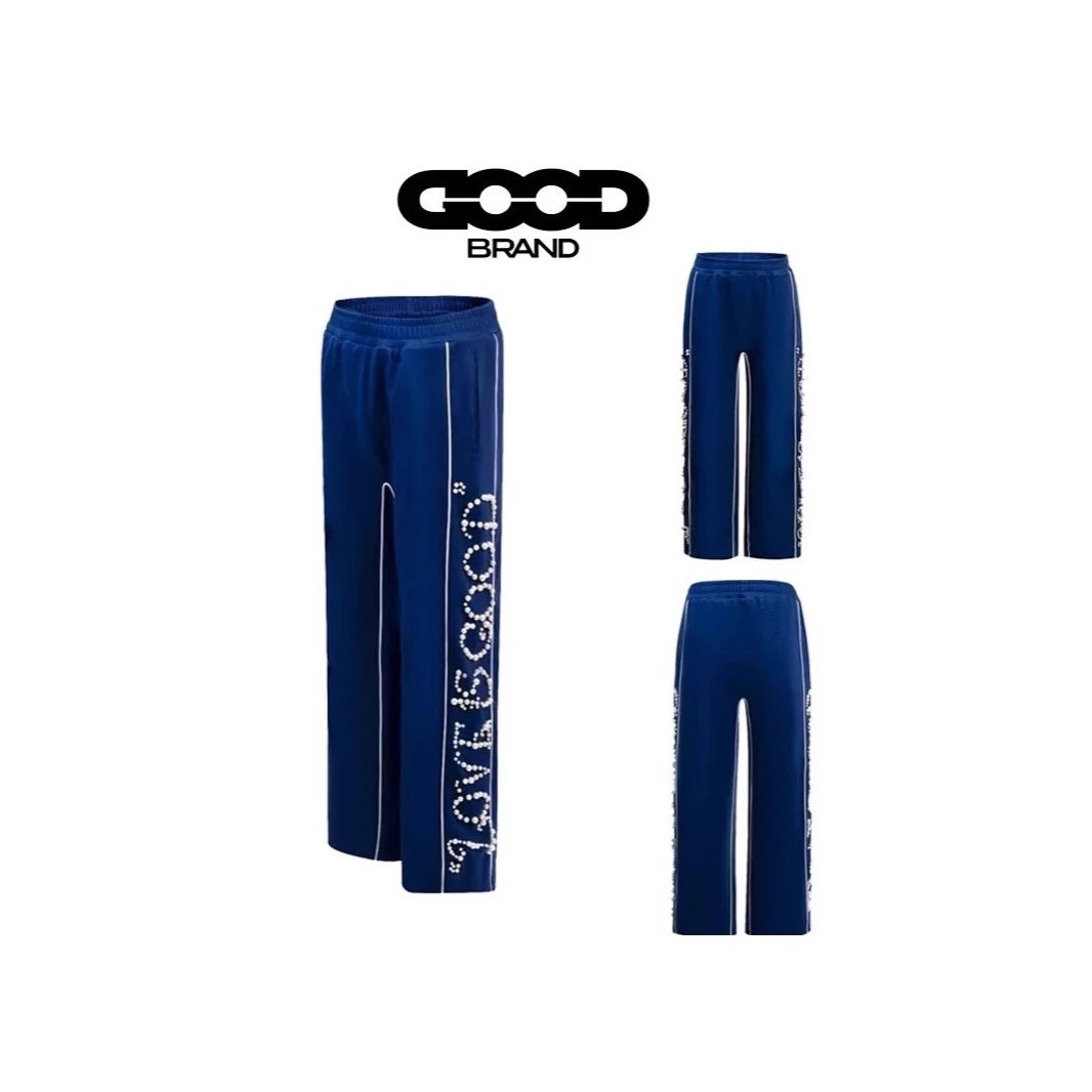 Pearl Beaded Casual Straight Pants